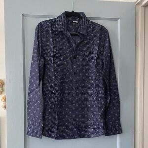 Murano Slim Fit Navy Patterned Shirt